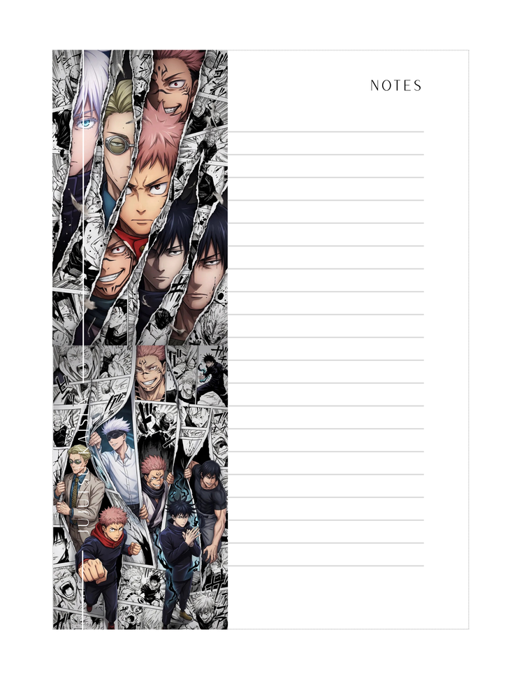 Gojo, Nanami, Sukuna, Yuji, Megumi, Toji 4.5x6.5 Notepad