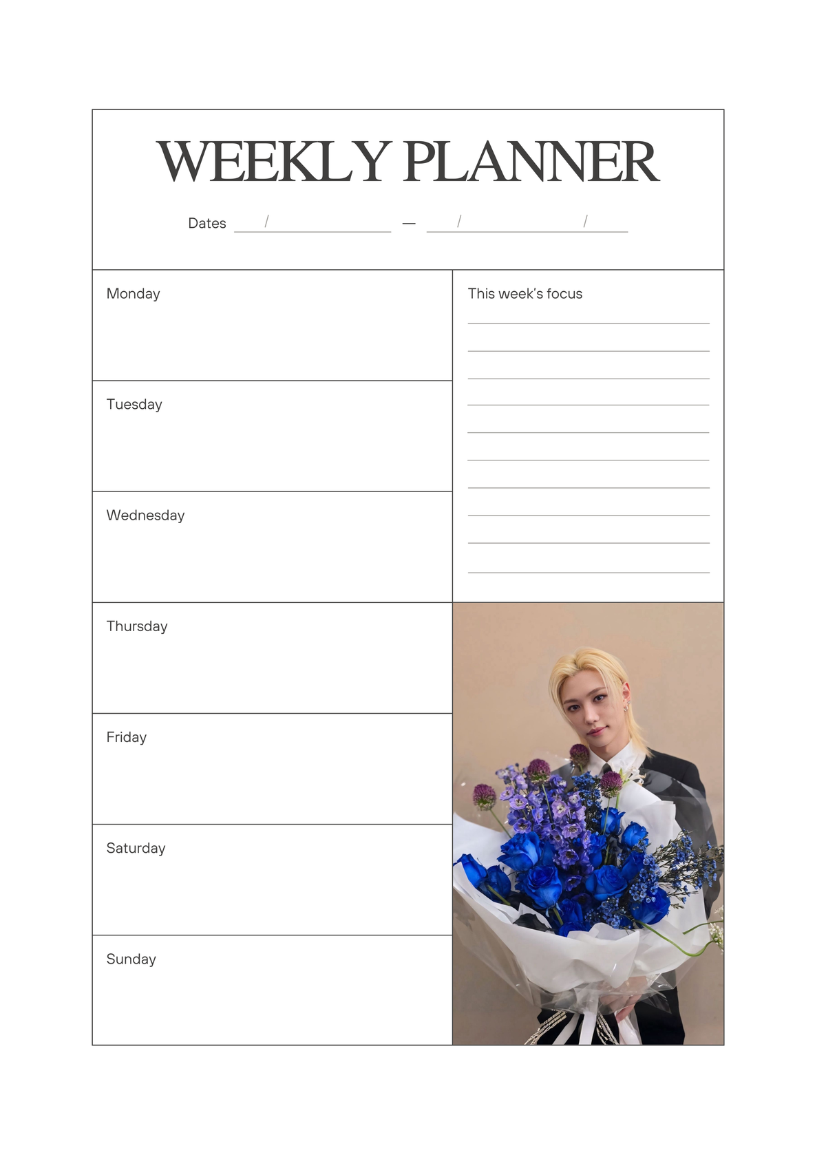 SKZ OT8 6x8 Weekly Planner