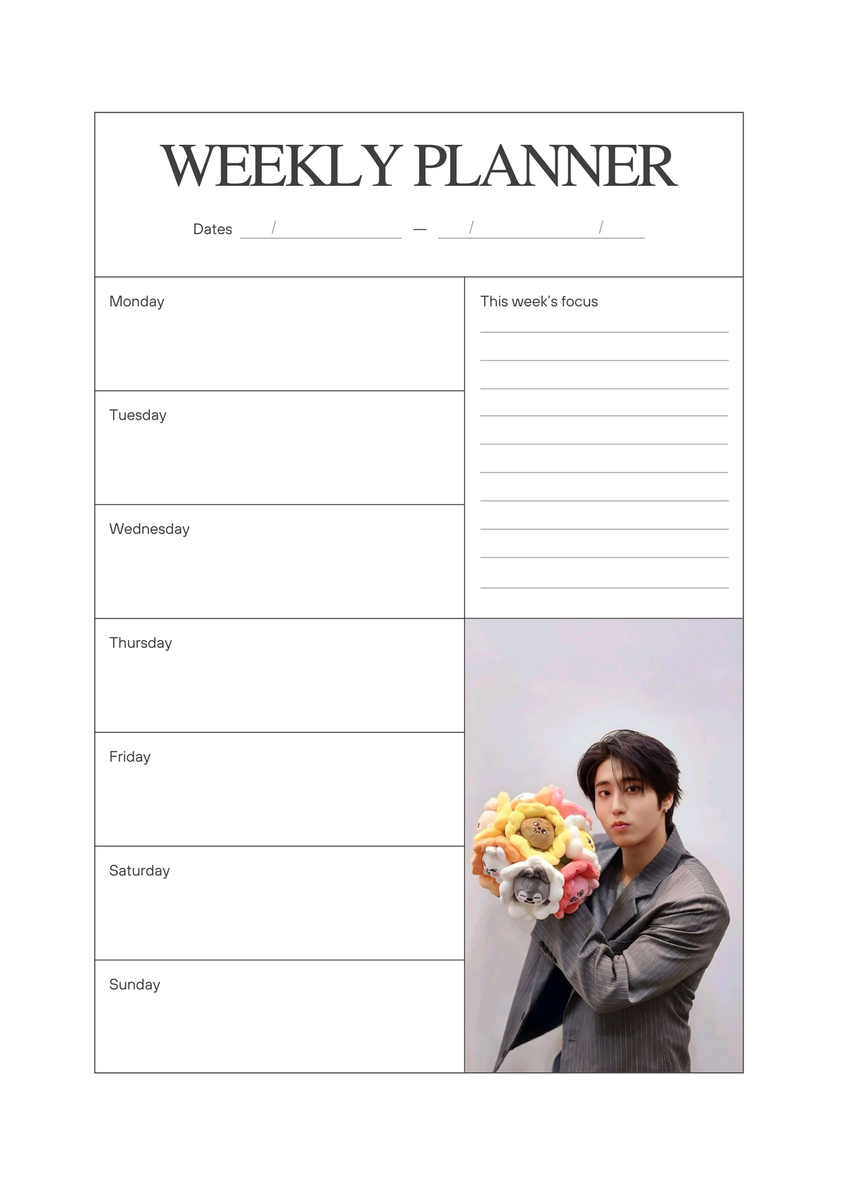 SKZ OT8 6x8 Weekly Planner