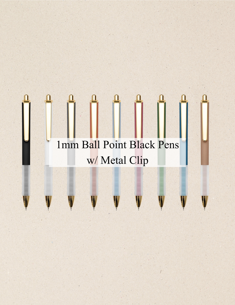 1mm Ball Point Black Pens w/ Metal Clip