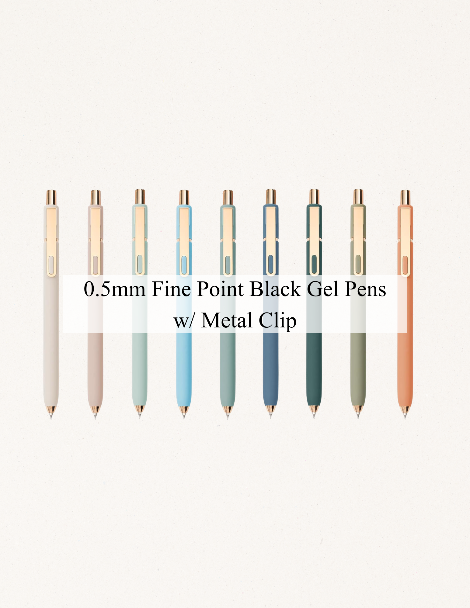 0.5mm Fine Point Black Gel Pens w/ Metal Clip